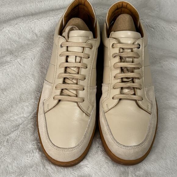 Want Les Essentiels Mens US 11 Beige leather sneaker made in Portugal - Picture 1 of 12